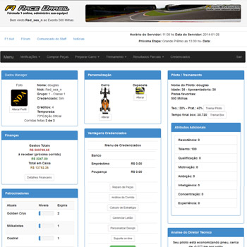 F1 Race Brasil - Página de Gerenciamento das 500 milhas